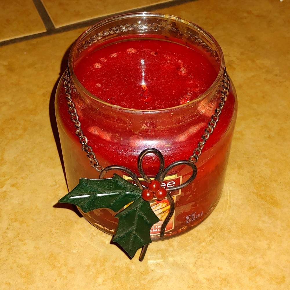 YANKEE CANDLE MISTLETOE CANDLE DECOR * RUSTIC